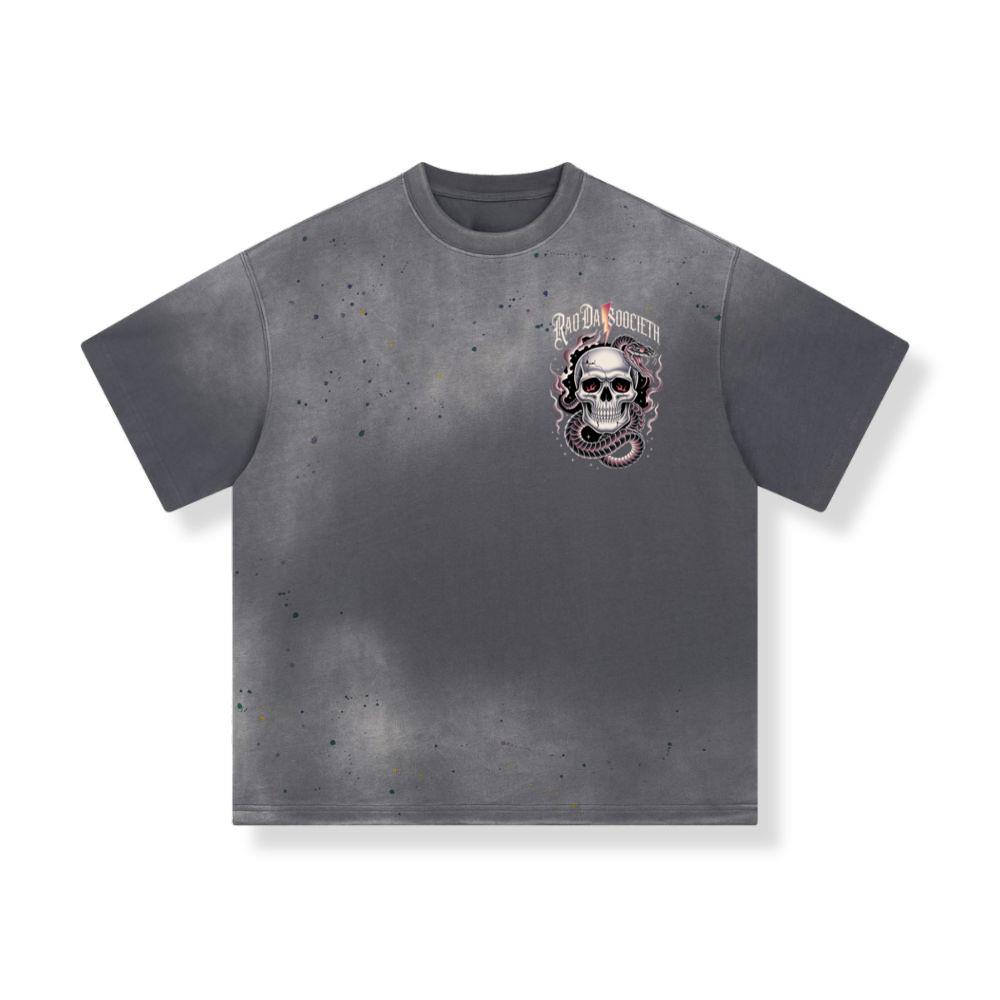 Ra Da Societ Skull Surrounded by Roses Gothic Artwork T-Shirts - Image 4