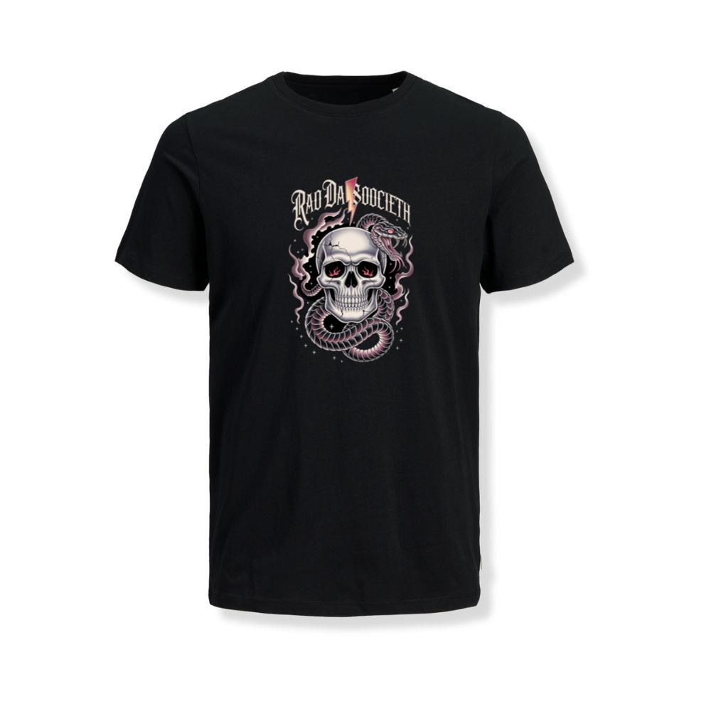 Ra Da Societ Skull Surrounded by Roses Gothic Artwork T-Shirts