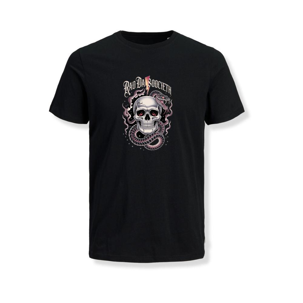 Ra Da Societ Skull Surrounded by Roses Gothic Artwork T-Shirts