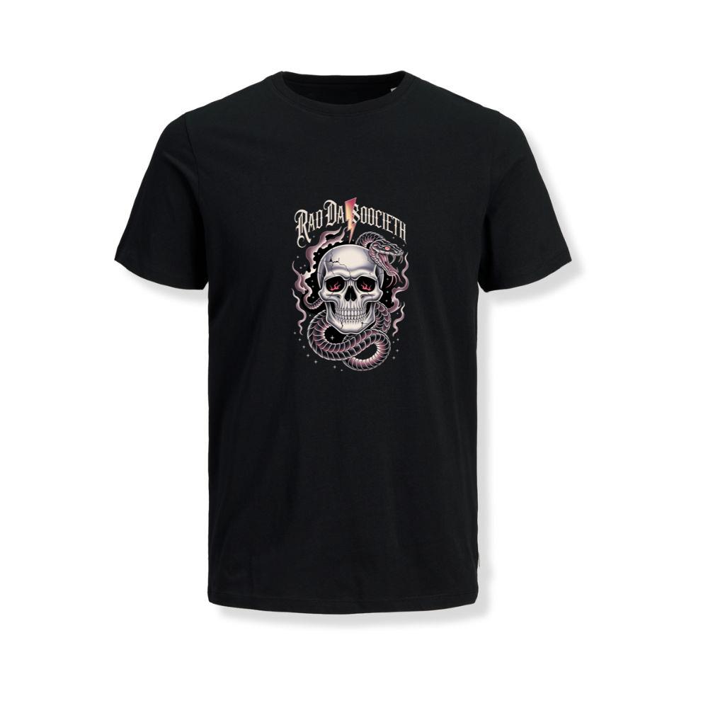 Ra Da Societ Skull Surrounded by Roses Gothic Artwork T-Shirts