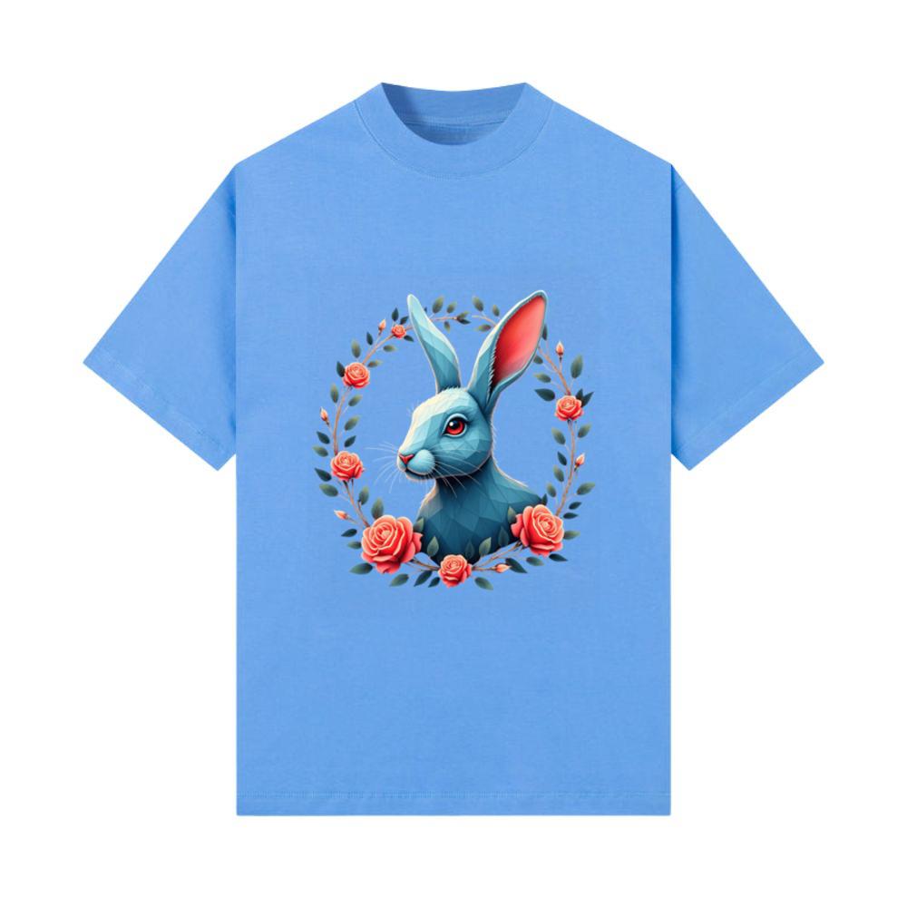 Rabbit Flowers Artwork - Rabbit Motif Animal T-Shirt
