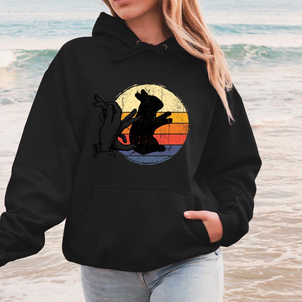 Rabbit Shadow Art Animal Rescue Pet Adoption Graphic Hoodie