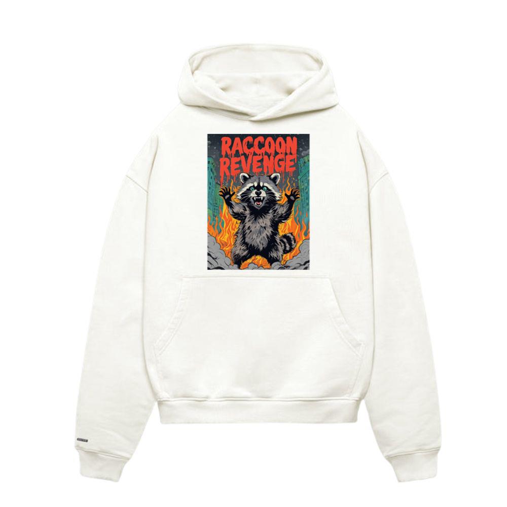Raccoon Revenge Funny Animal Comic Style Fire Hoodies