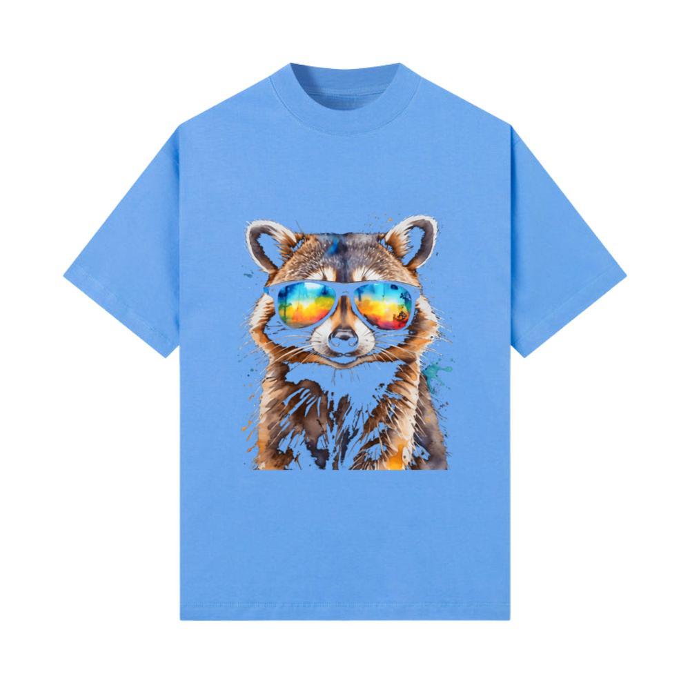Raccoon Sunglasses Colorful Animal Graphic T-Shirt
