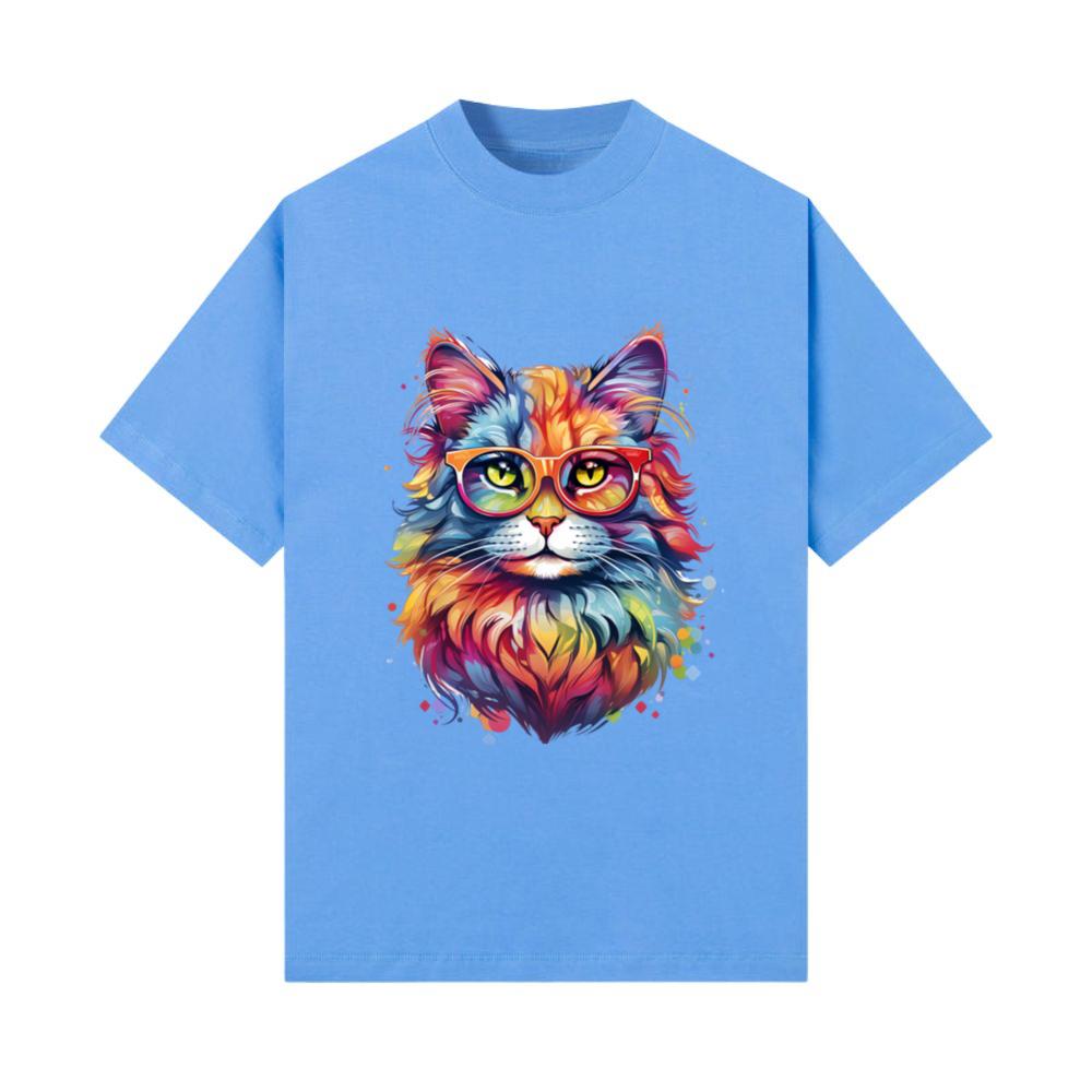 Rainbow Colored Cat Sunglasses Feline Animal Cute T-Shirt