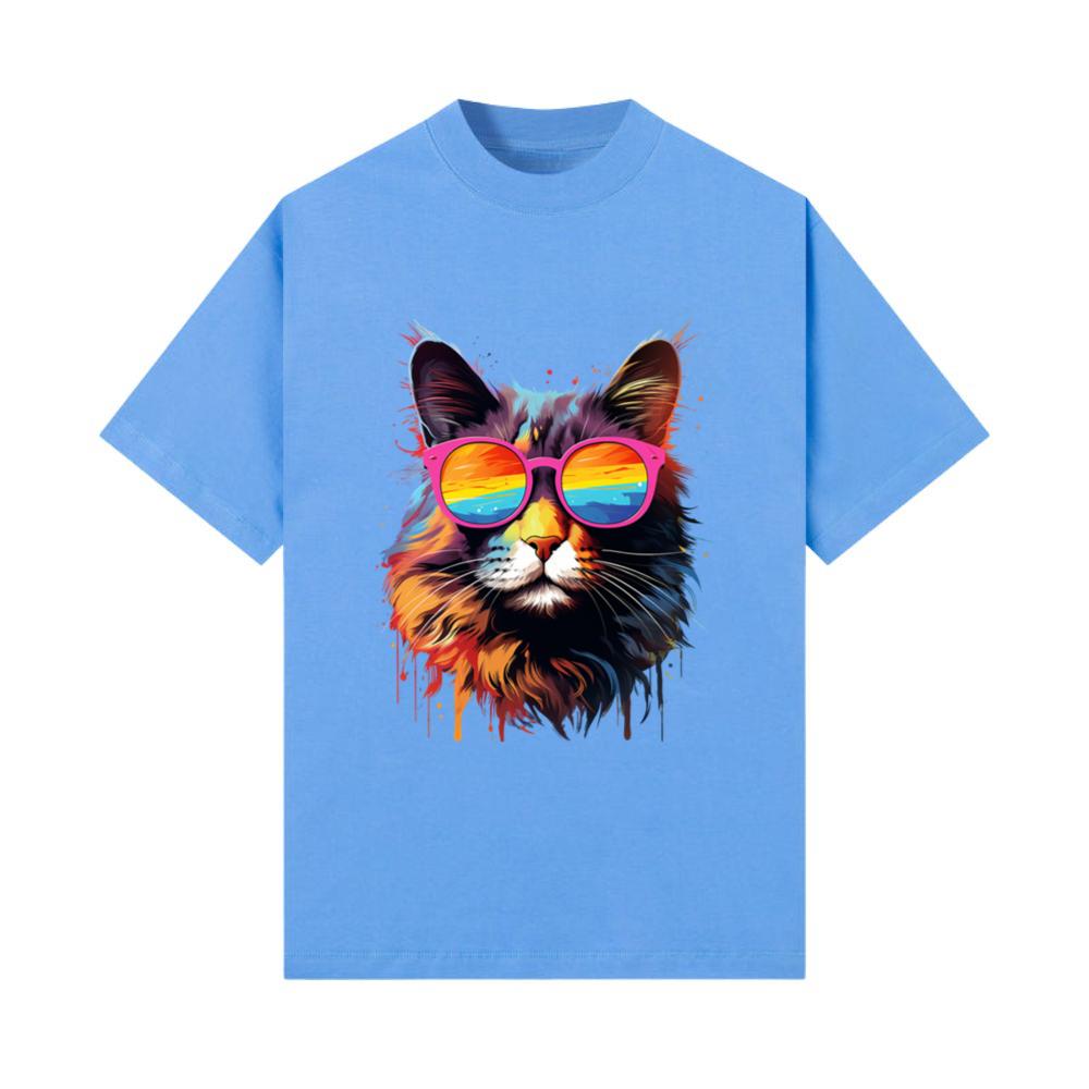 Rainbow Colored Cat Sunglasses Feline Animal Cute_2 T-Shirt