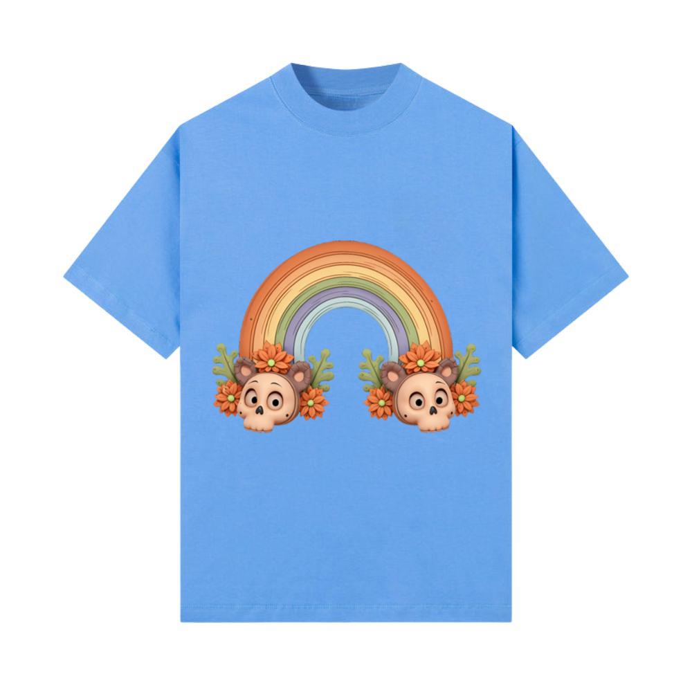Rainbow Flowers Animal Skull With Eyes T-Shirt
