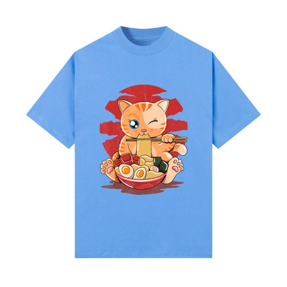 Ramen Eating Cat Kawaii Anime Baka se T Shirt T-Shirt