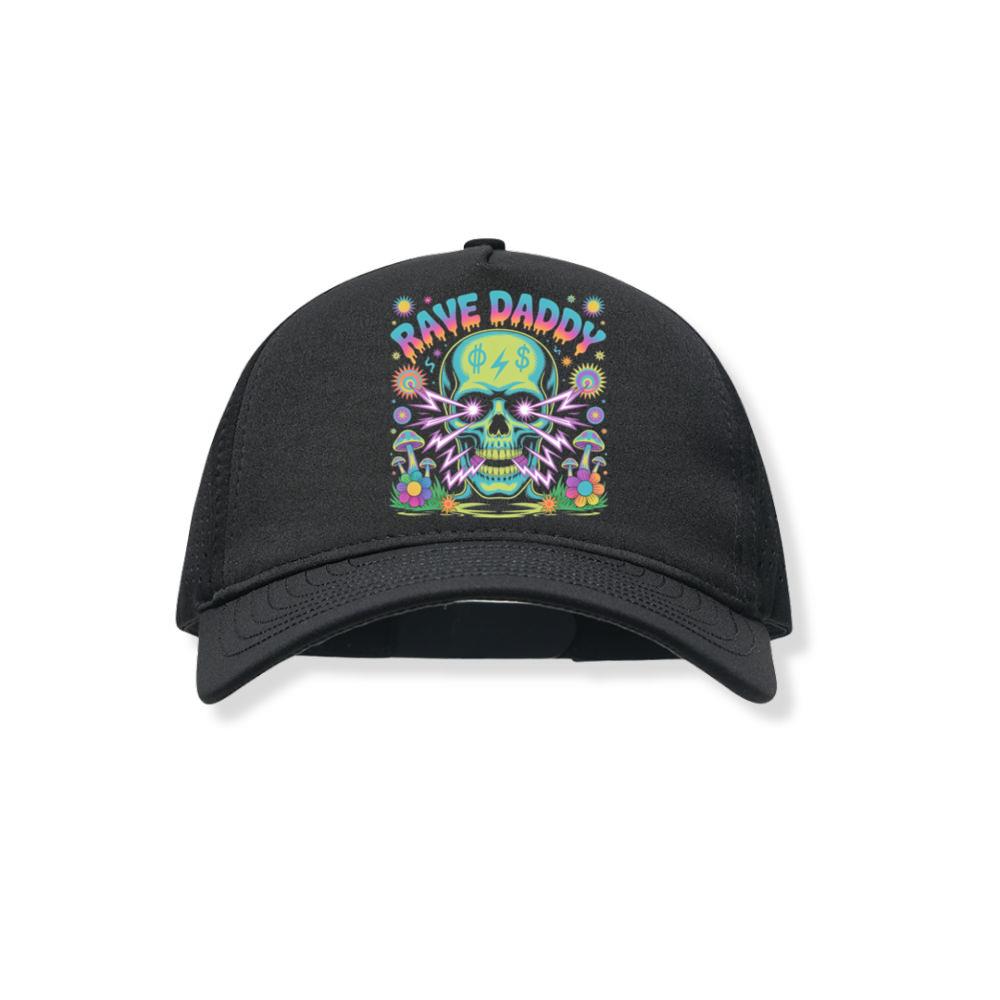 Rave Daddy Neon Skull Psychedelic Graphic Black Hat