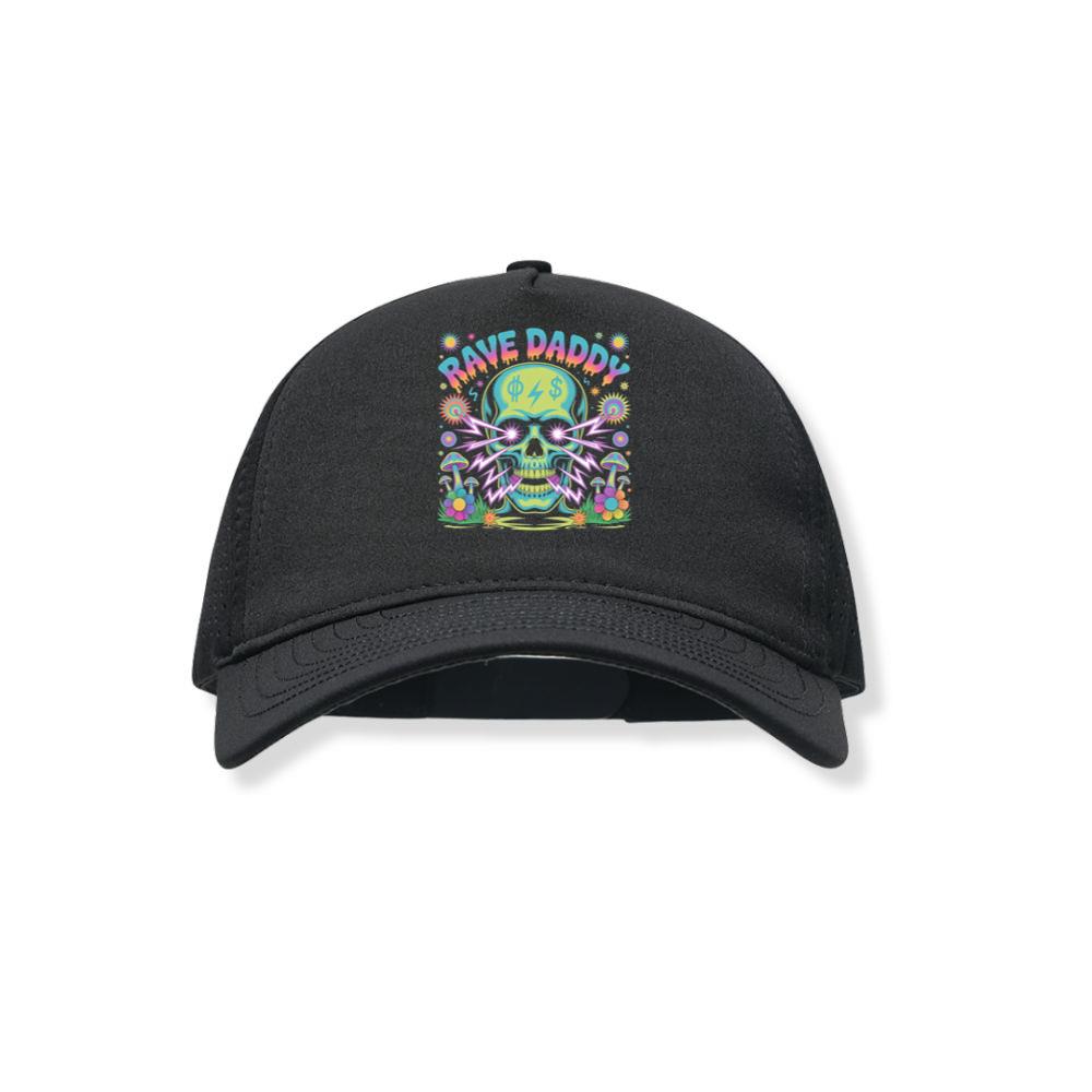 Rave Daddy Neon Skull Psychedelic Graphic Black Hat