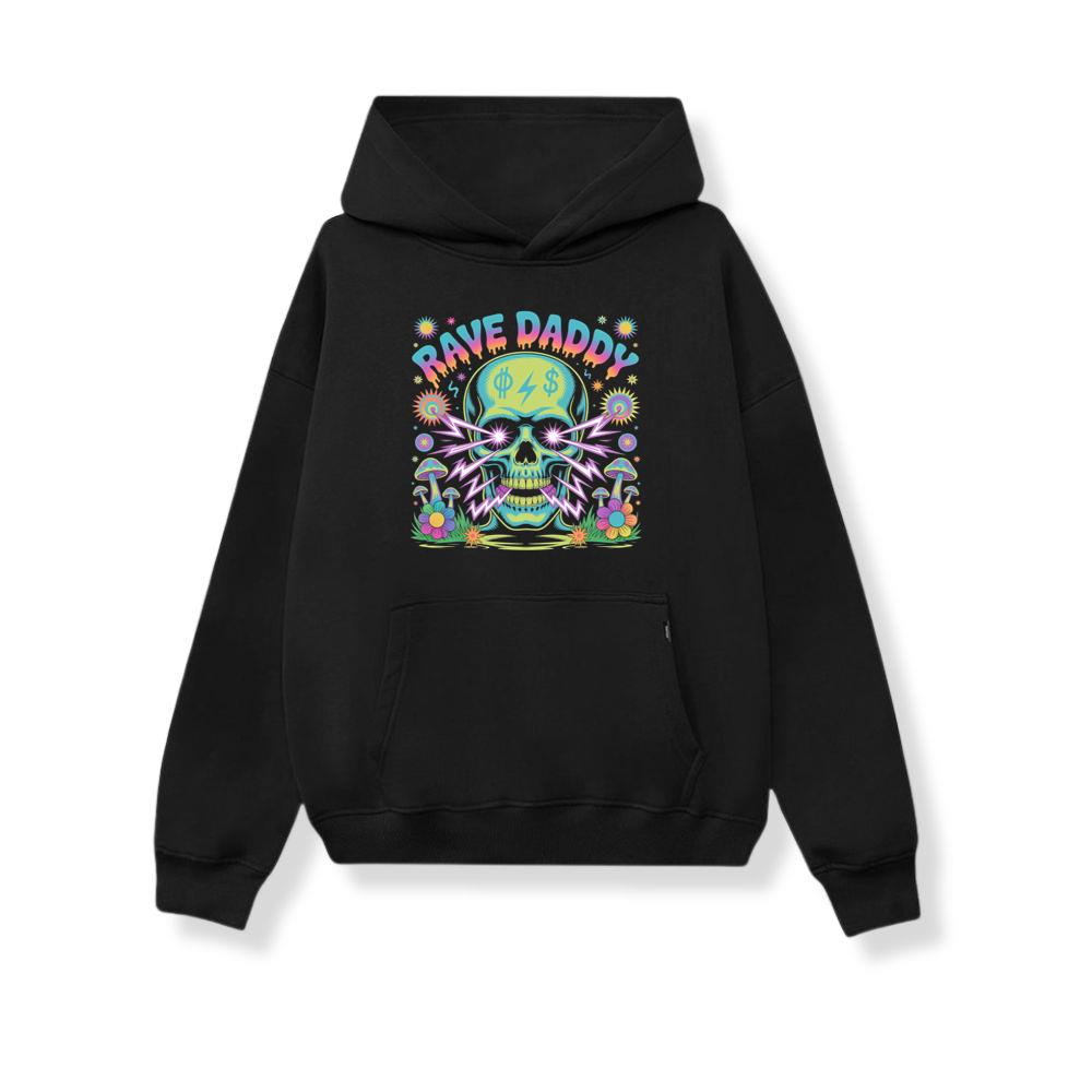 Rave Daddy Neon Skull Psychedelic Graphic Hoodie
