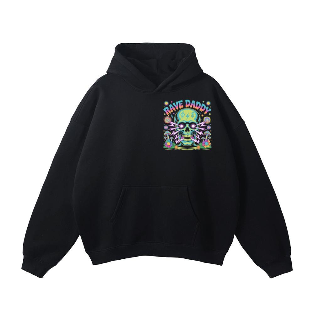 Rave Daddy Neon Skull Psychedelic Graphic Hoodie