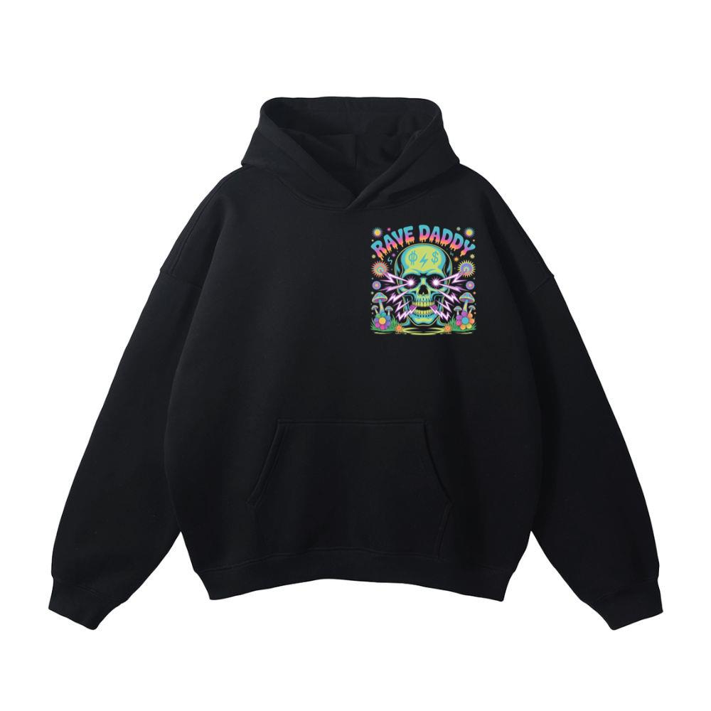Rave Daddy Neon Skull Psychedelic Graphic Hoodie