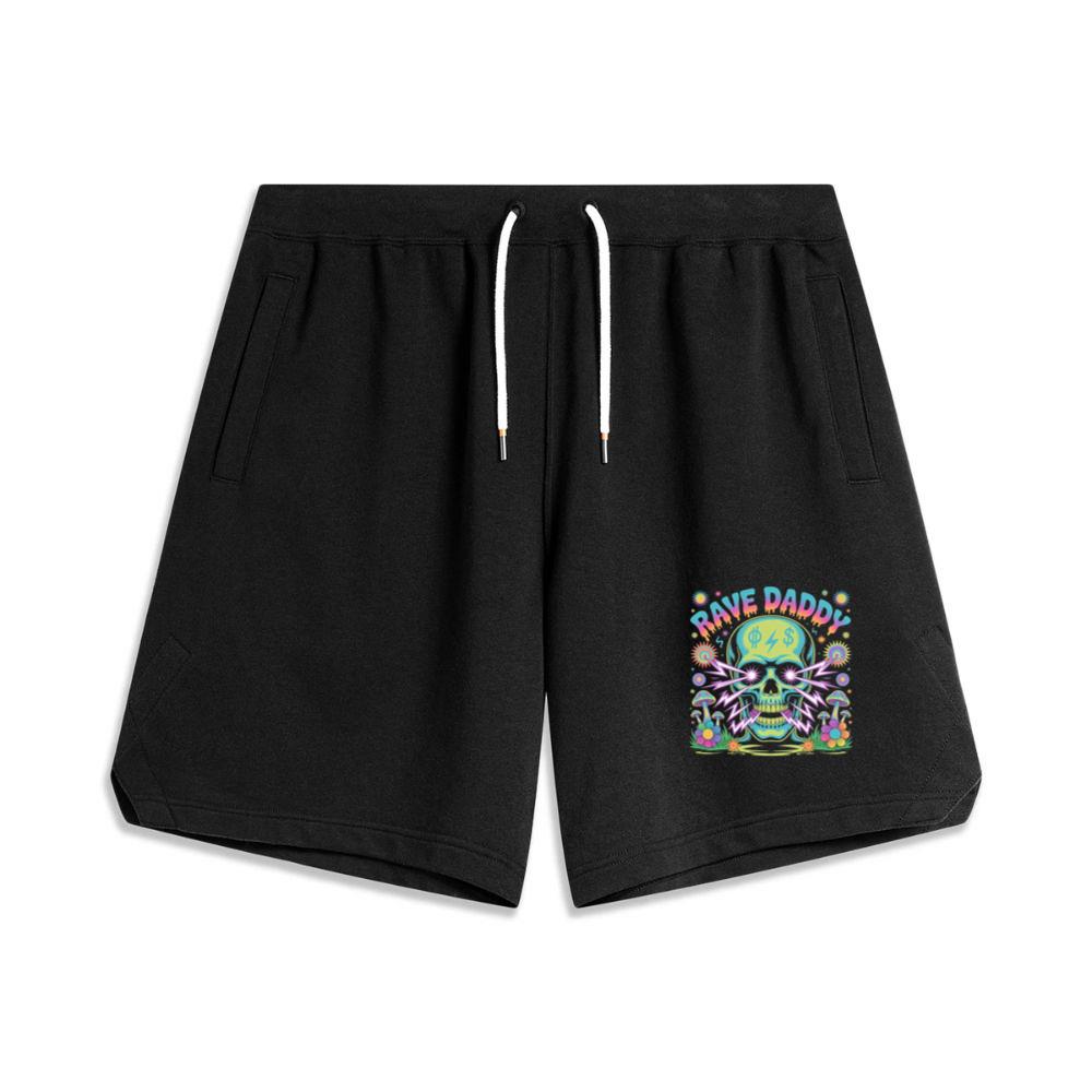 Rave Daddy Neon Skull Psychedelic Graphic Men's Basketball Shorts