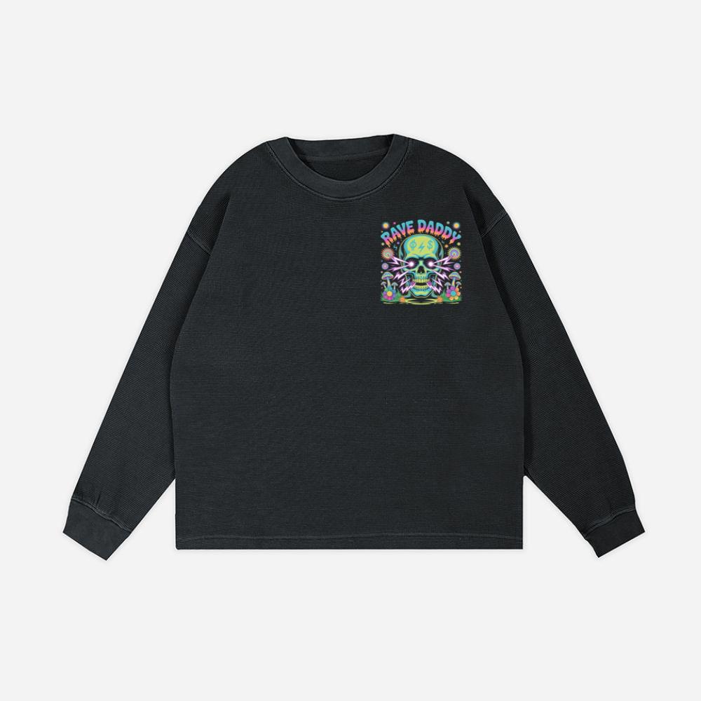 Rave Daddy Neon Skull Psychedelic Graphic Sweatshirt