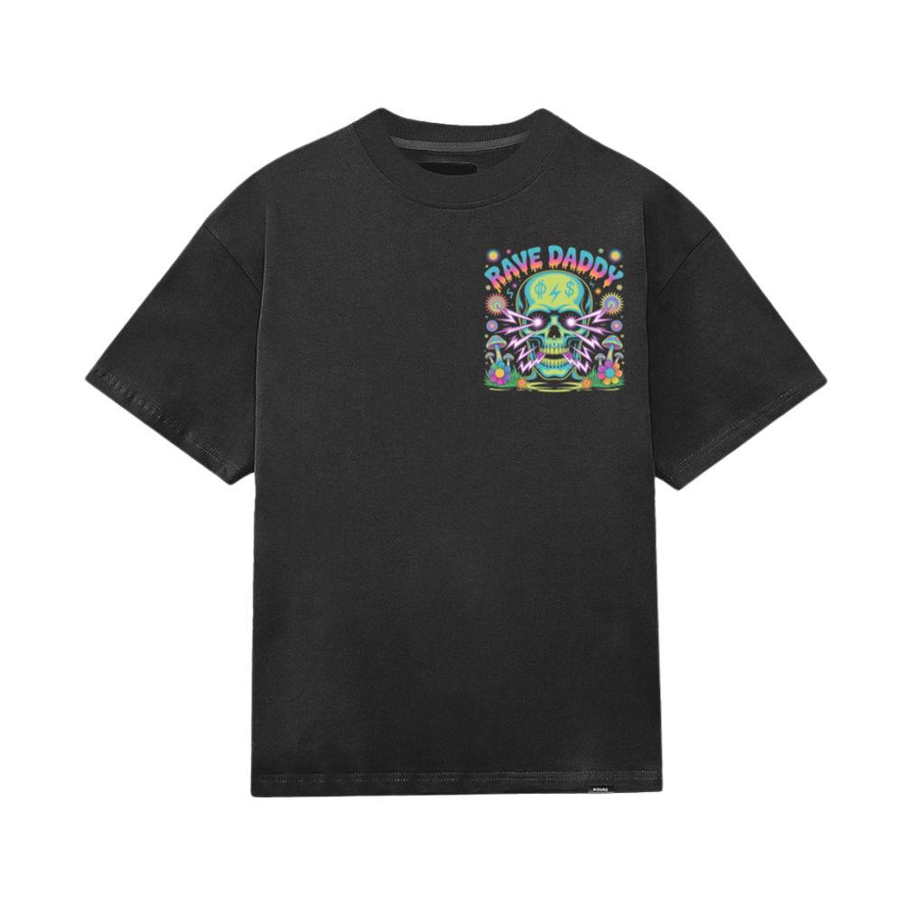 Rave Daddy Neon Skull Psychedelic Graphic T-Shirt - Image 3