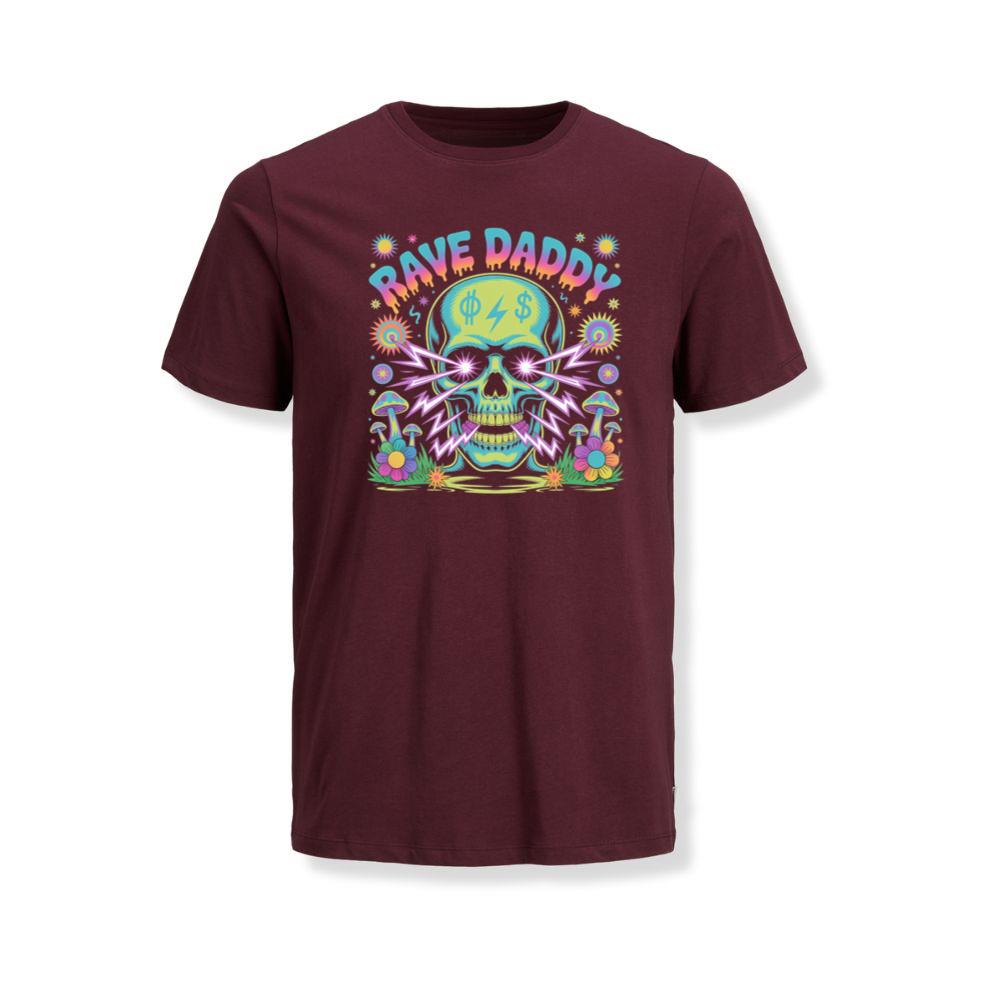 Rave Daddy Neon Skull Psychedelic Graphic T-Shirt - Image 3