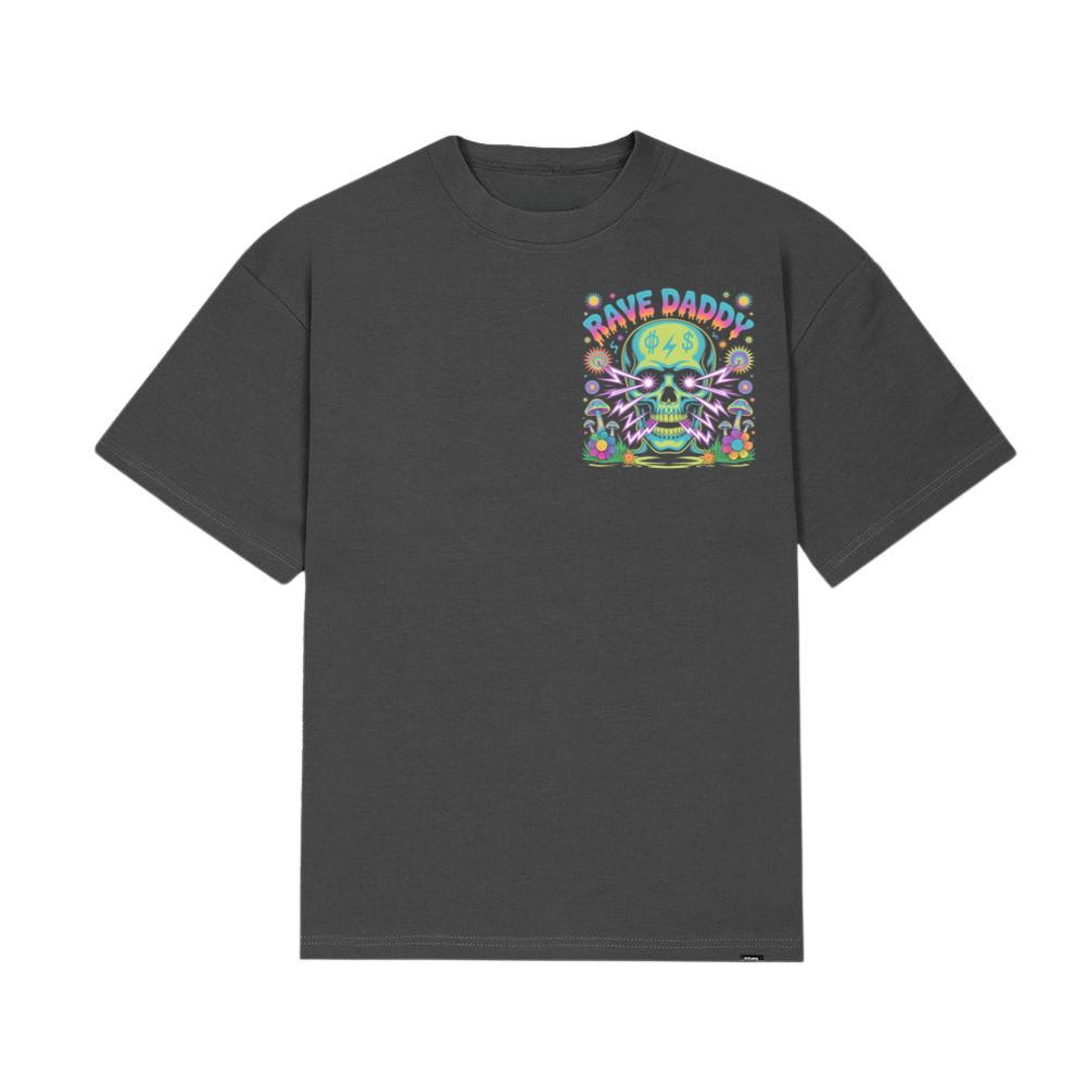 Rave Daddy Neon Skull Psychedelic Graphic T-Shirt - Image 3