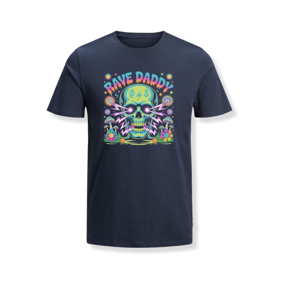 Rave Daddy Neon Skull Psychedelic Graphic T-Shirt - Image 2