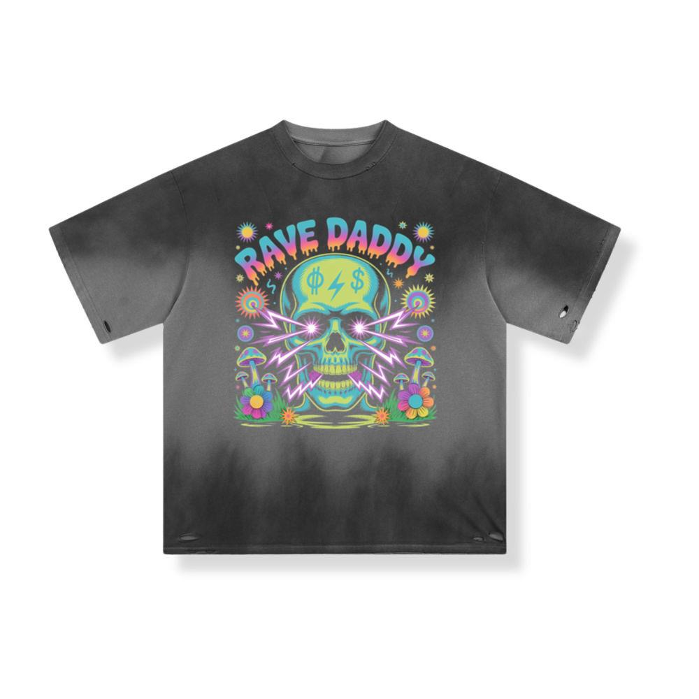 Rave Daddy Neon Skull Psychedelic Graphic T-Shirt