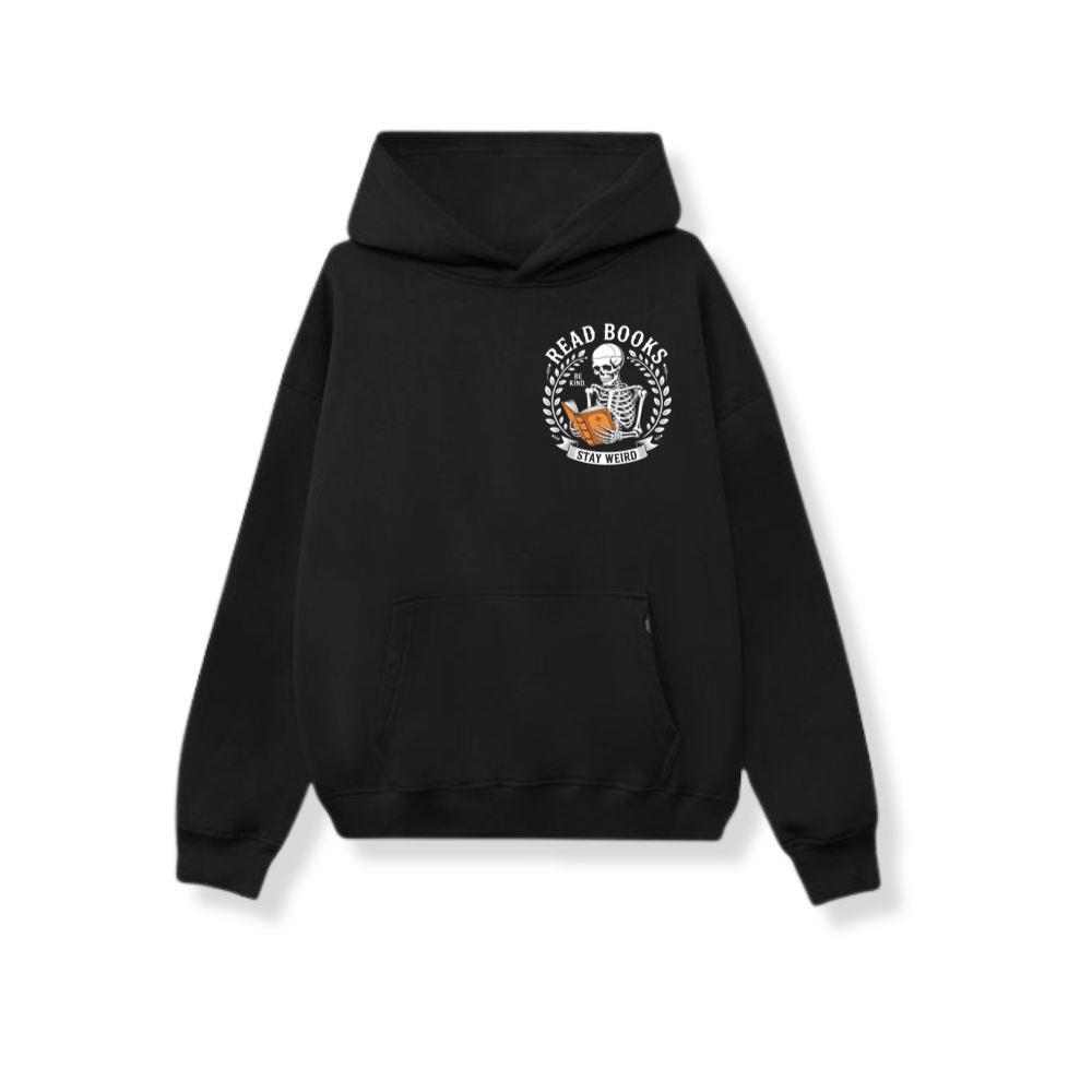 Read Books Stay Weird Skeleton Reading Design Hoodie - Ảnh 3