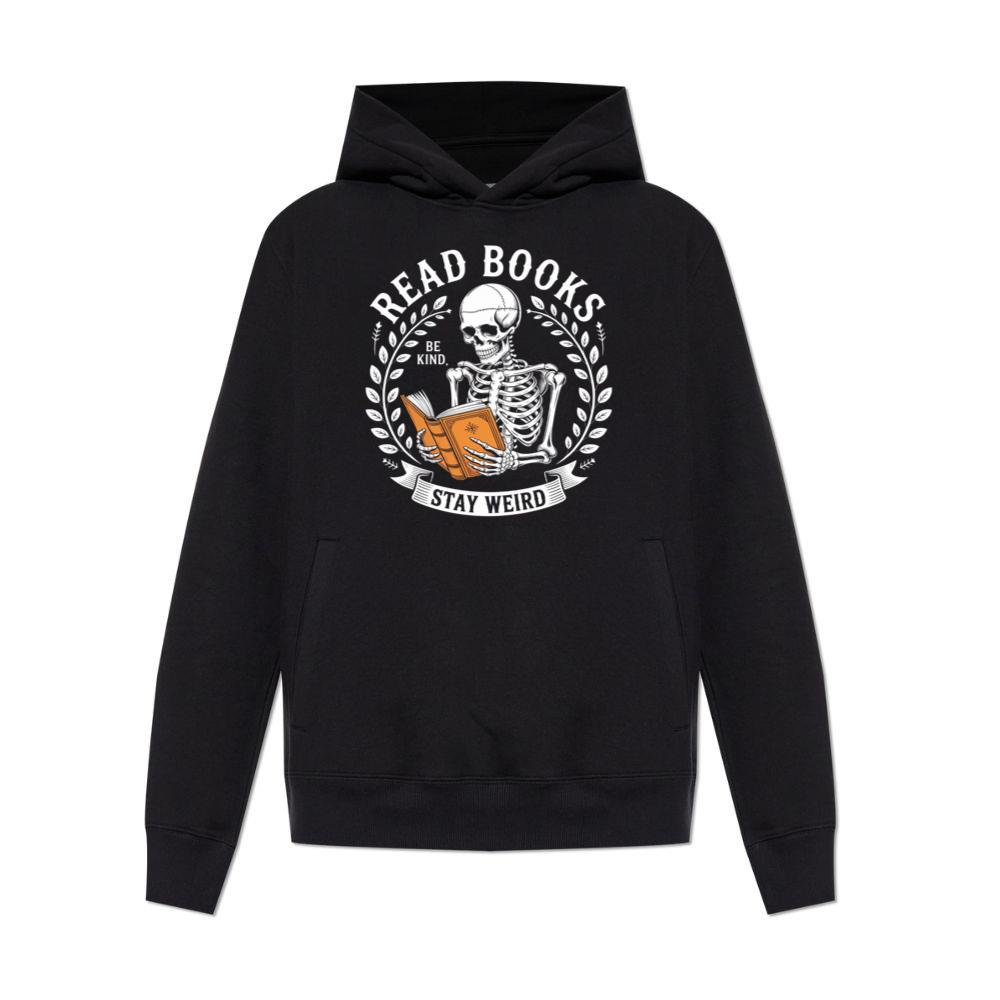 Read Books Stay Weird Skeleton Reading Design Hoodies