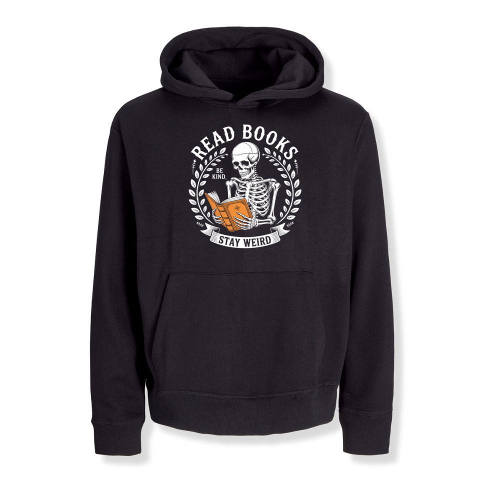Read Books Stay Weird Skeleton Reading Design Hoodies