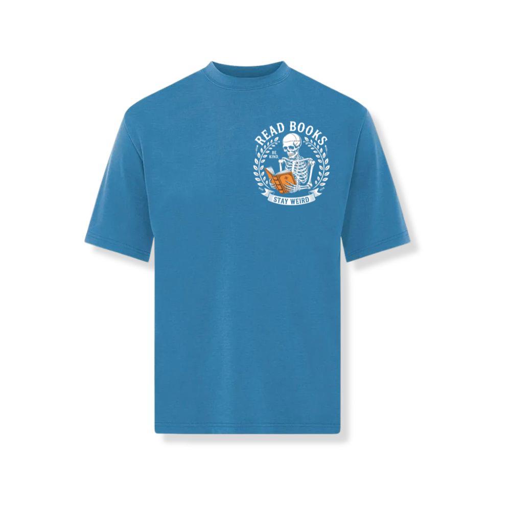 Read Books Stay Weird Skeleton Reading Design T-Shirt - Image 2