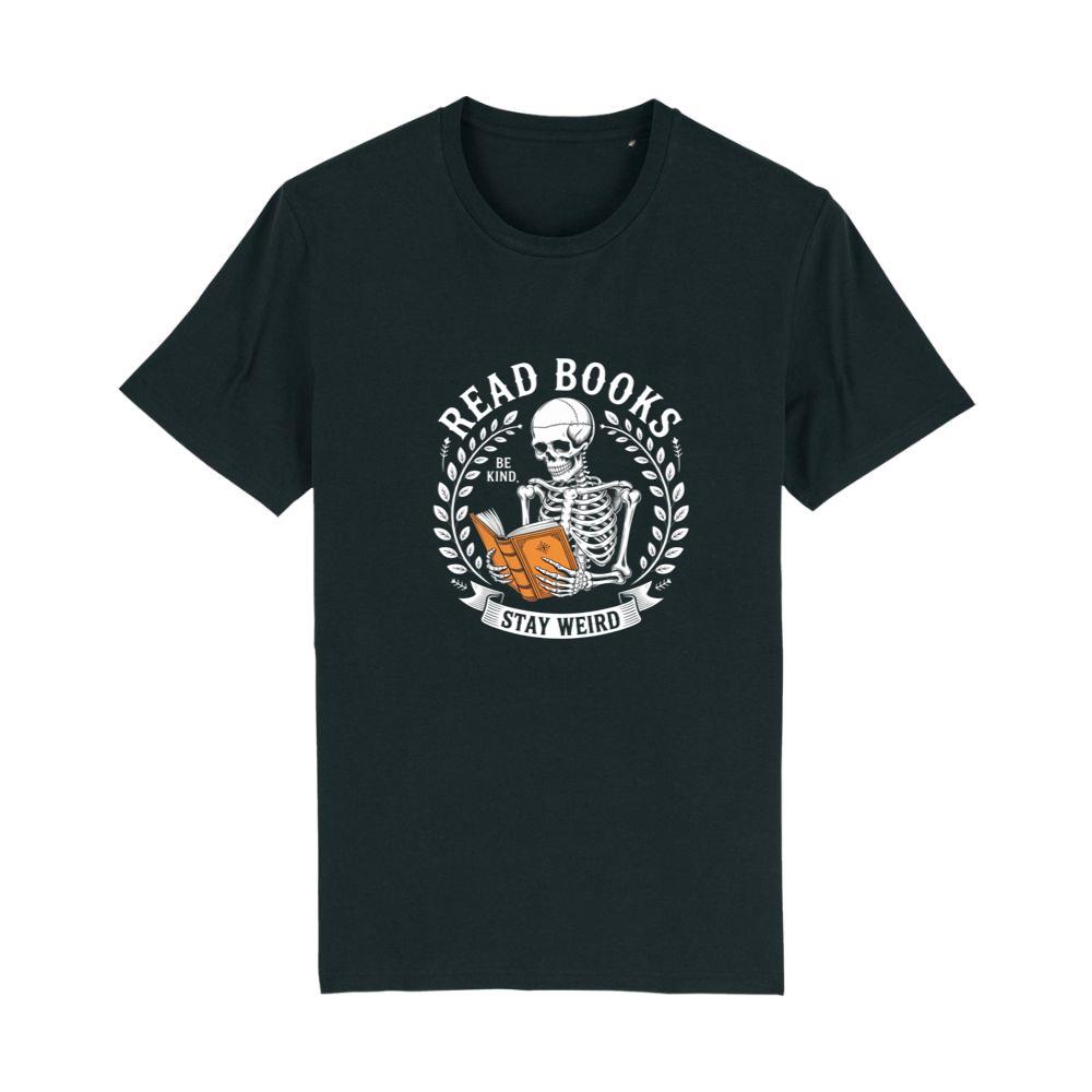 Read Books Stay Weird Skeleton Reading Design T-Shirts
