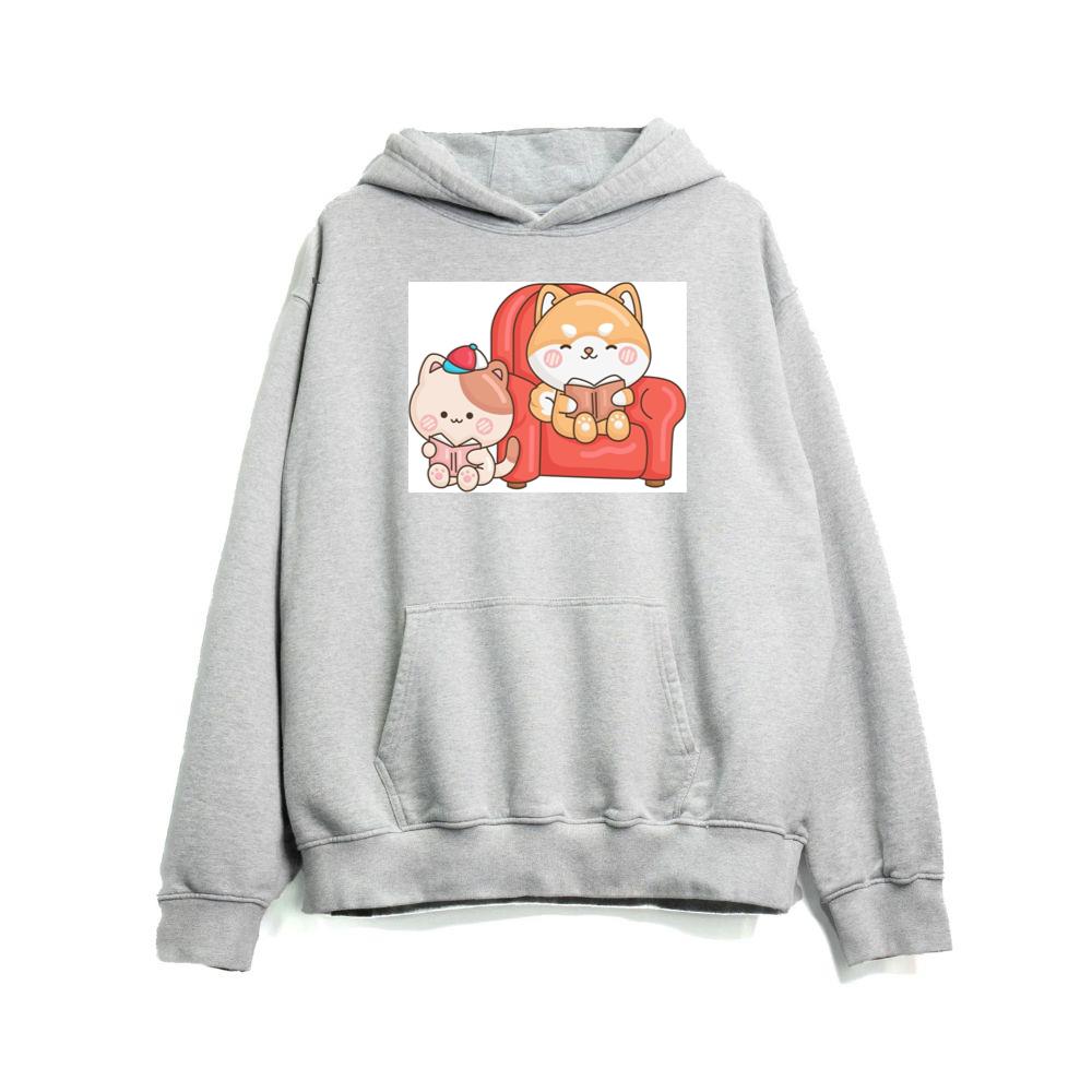 Reading Cats in Red Chair Hoodies
