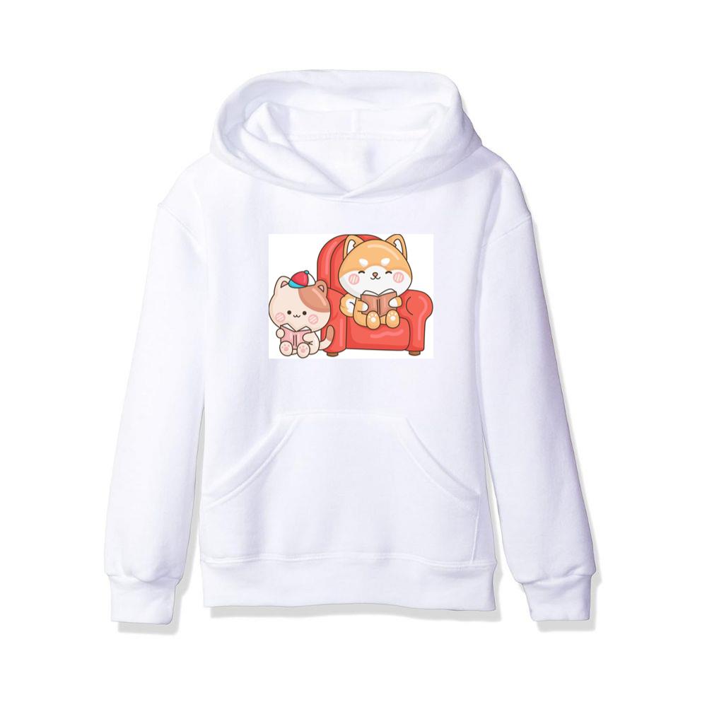 Reading Cats in Red Chair Hoodies