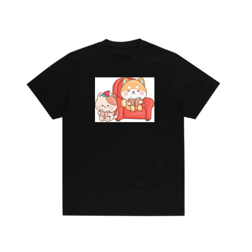 Reading Cats in Red Chair T-Shirts
