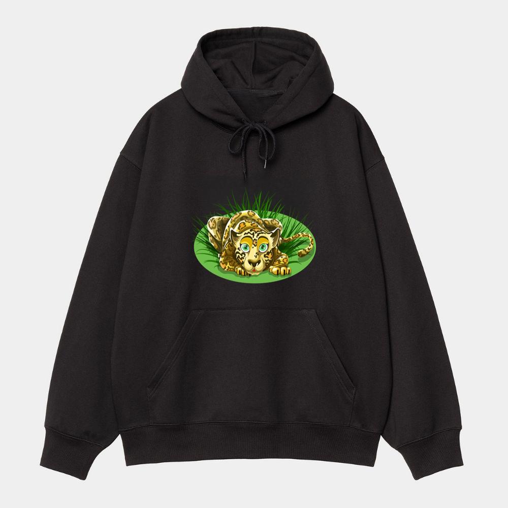 Realistic Leopard Hiding in Grass Hoodie