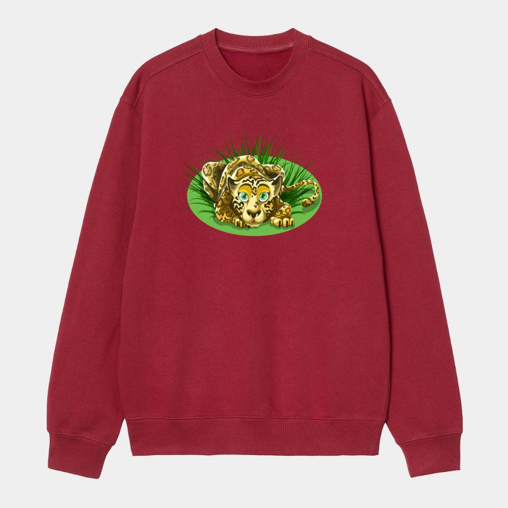 Realistic Leopard Hiding in Grass Sweatshirt