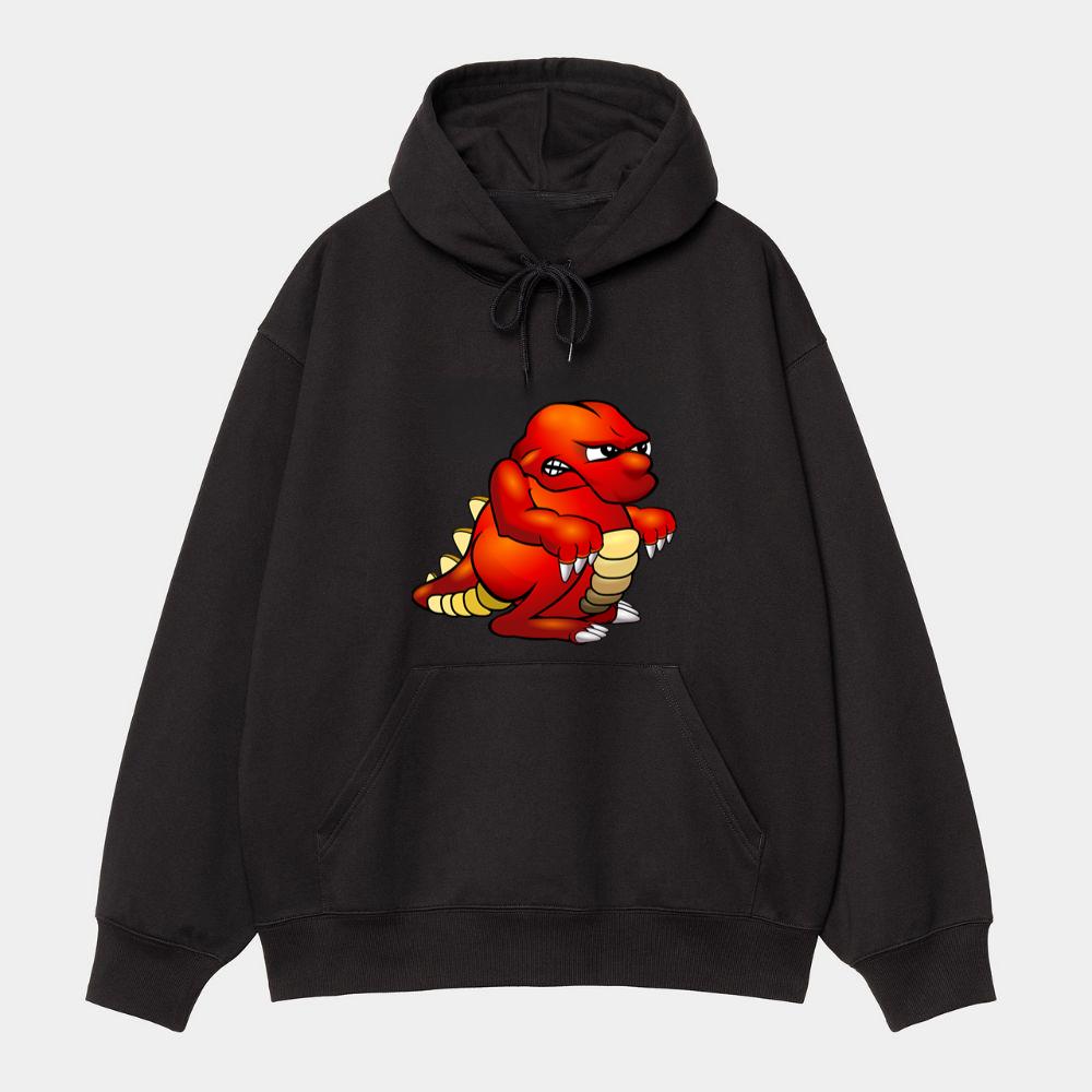 Red Angry Dinosaur With Claws Hoodie