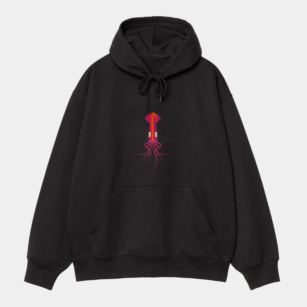 Red Cartoon Squid Hoodie