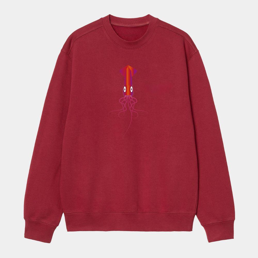 Red Cartoon Squid Sweatshirt
