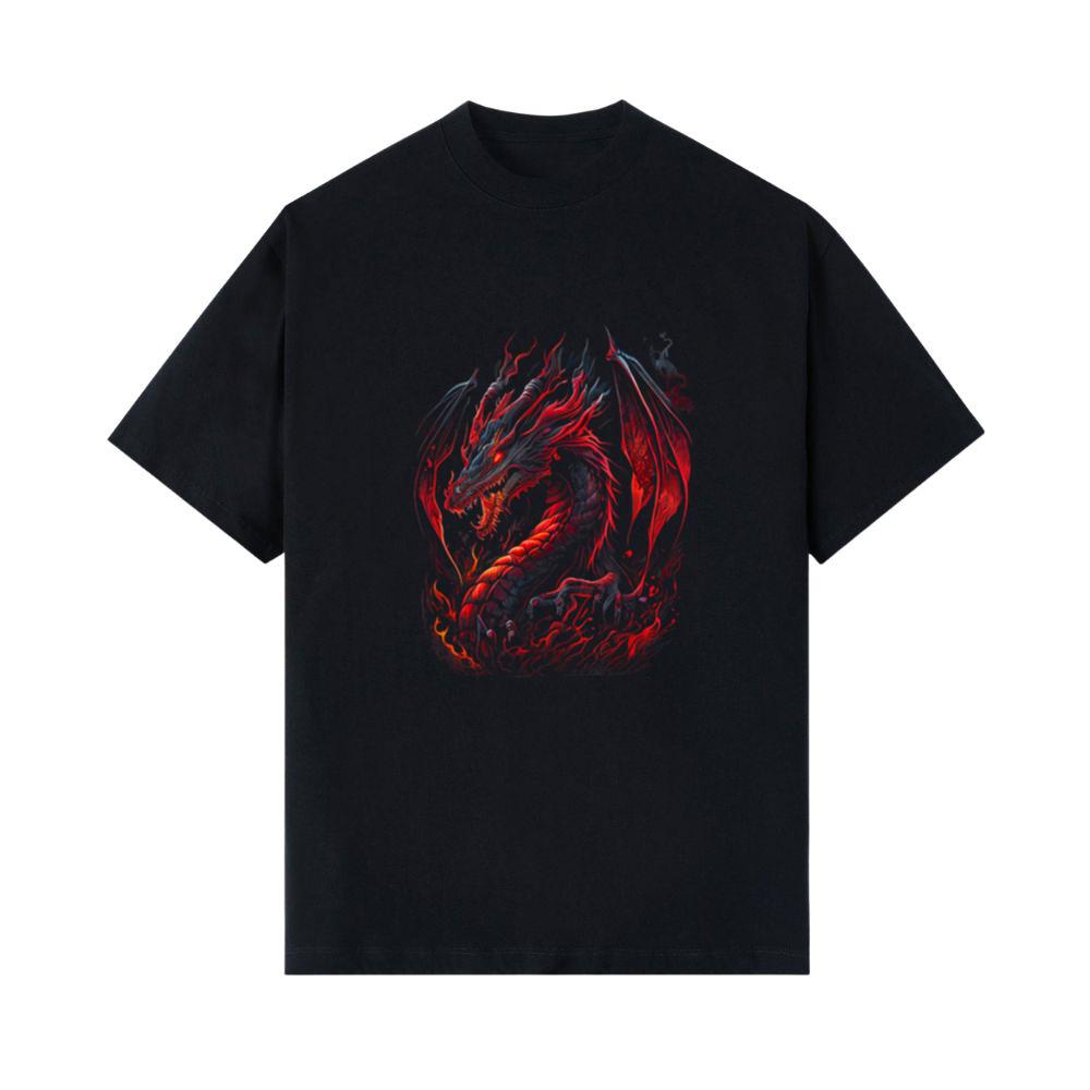 Red Chinese Firedrake Dragon - Dragon Print Art Wear T-Shirt