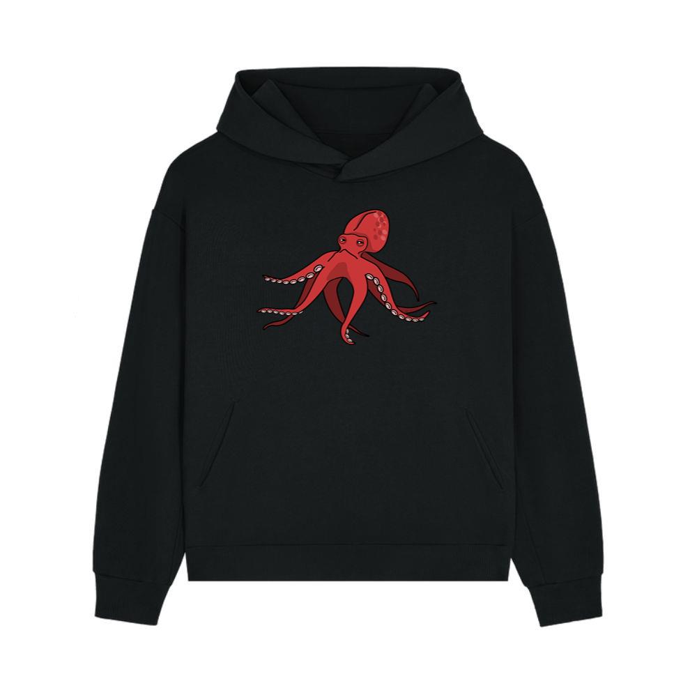 Red Realistic Octopus With Tentacles Hoodie
