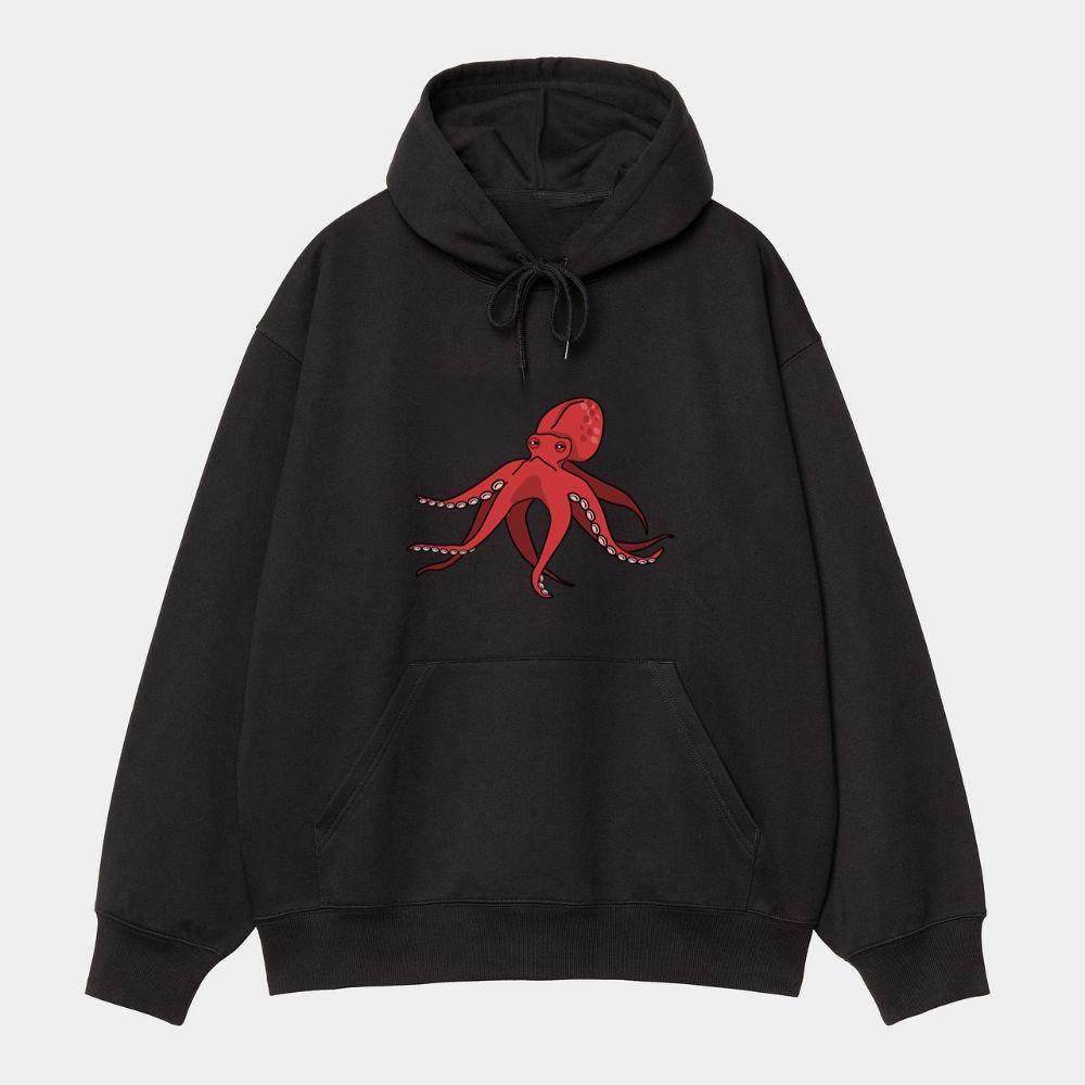 Red Realistic Octopus With Tentacles Hoodie