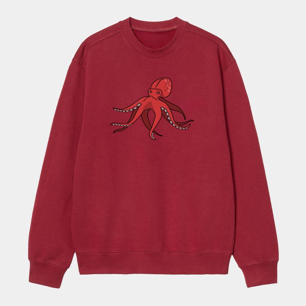 Red Realistic Octopus With Tentacles Sweatshirt