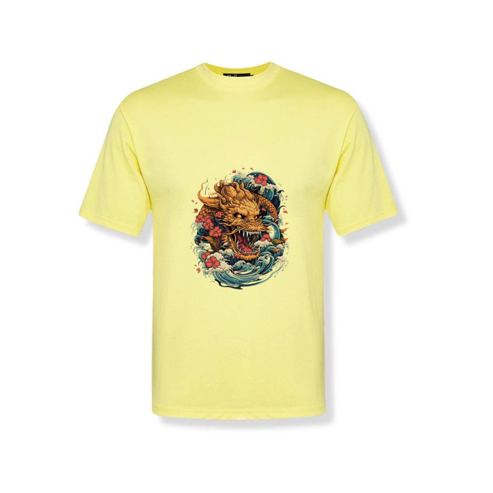 Red Sun Cloud Dragon Japanese Sea Waves Fantasy T-Shirts