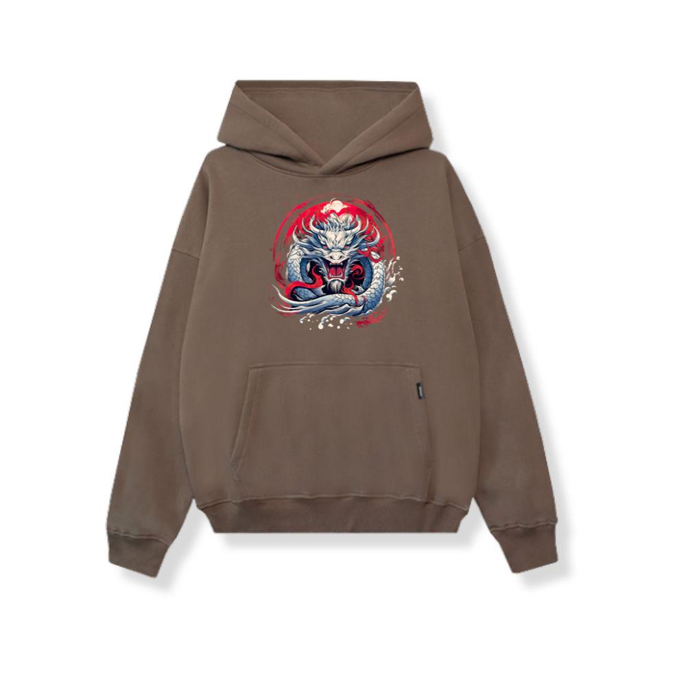 Red Sun Cloud Dragon Japanese Sea Waves Hoodies
