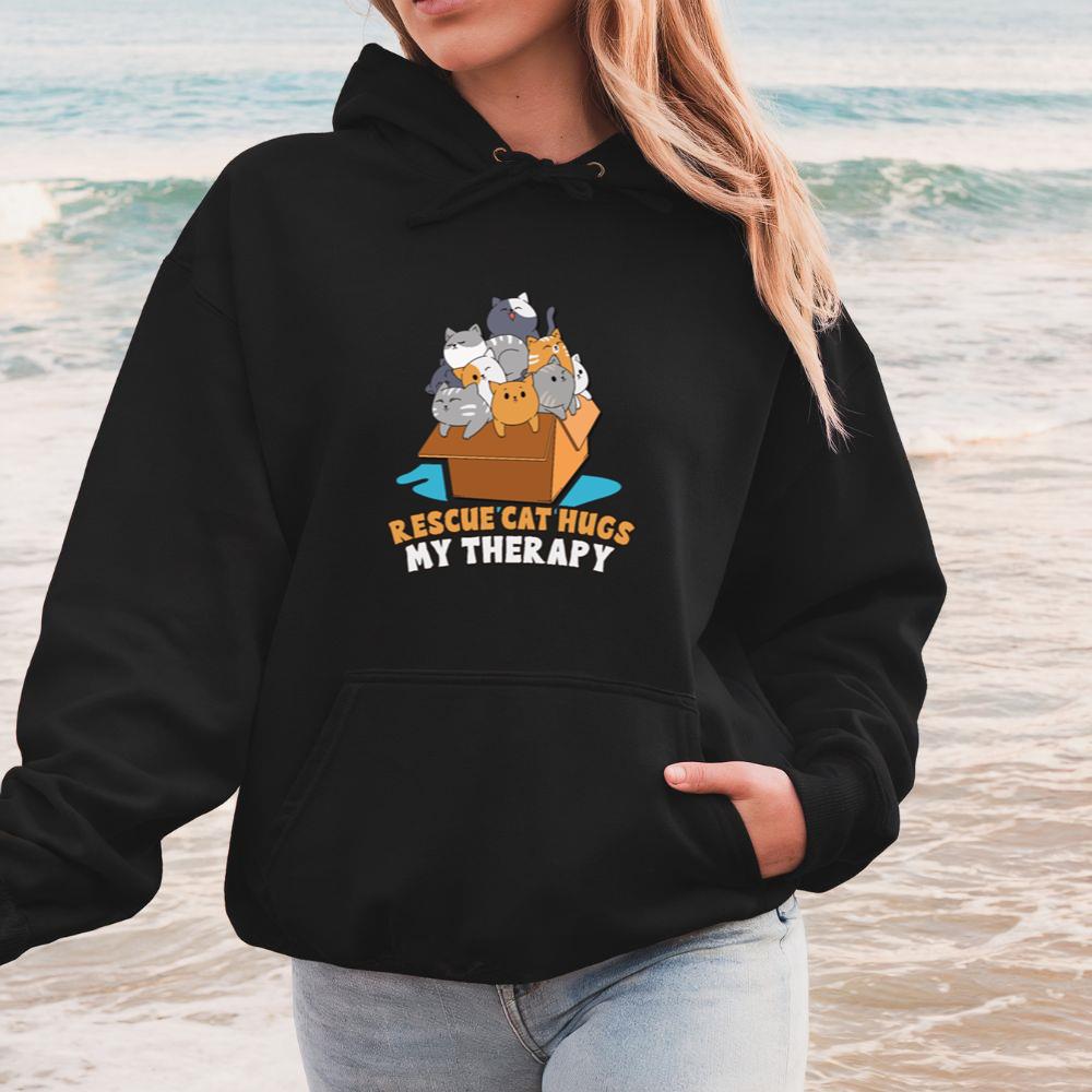 Rescue Cat Hugs My Therapy Animal Rescue Adoption Gift Hoodie