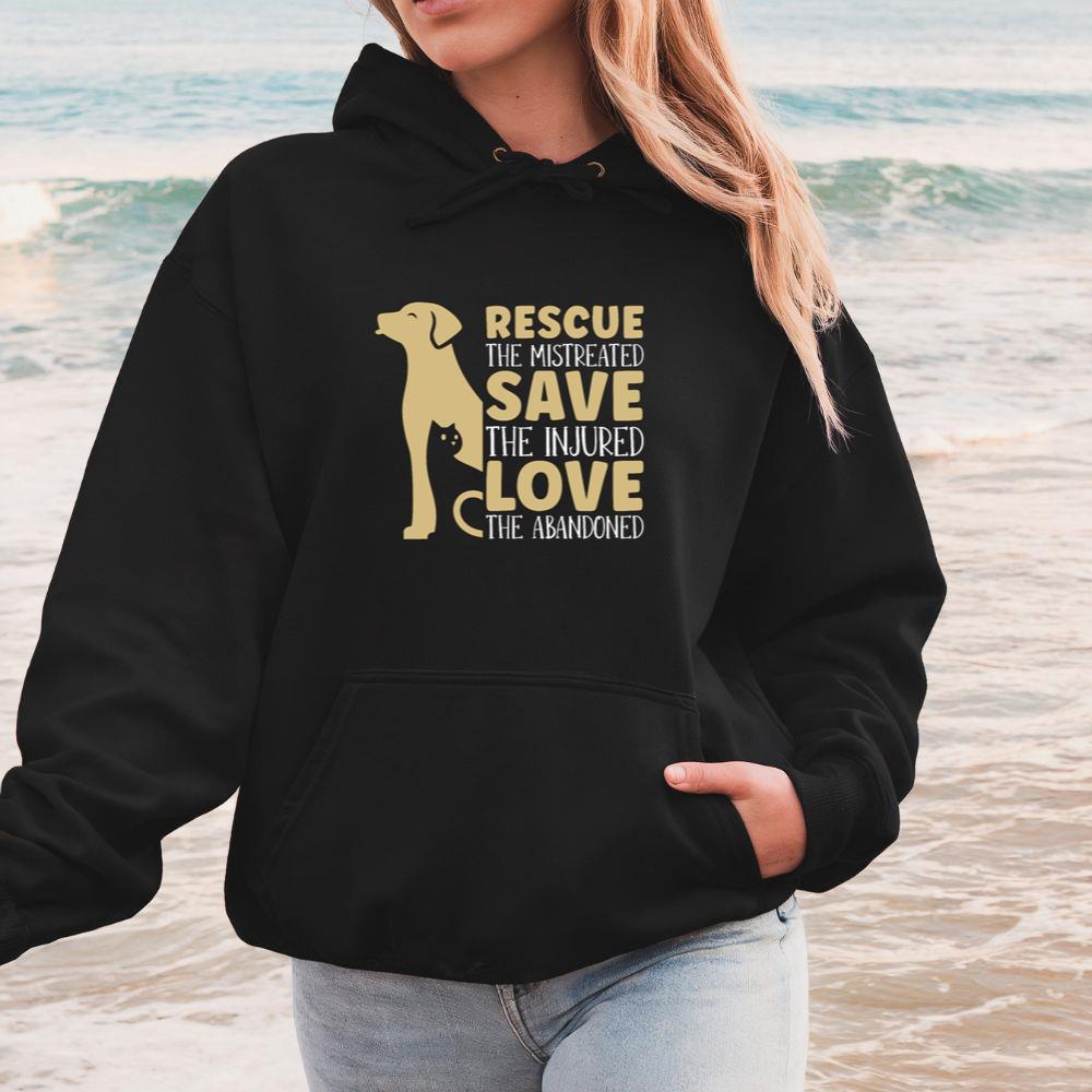 Rescue Save the Mistreated Love the Abandoned Animal Foster Gift Hoodie