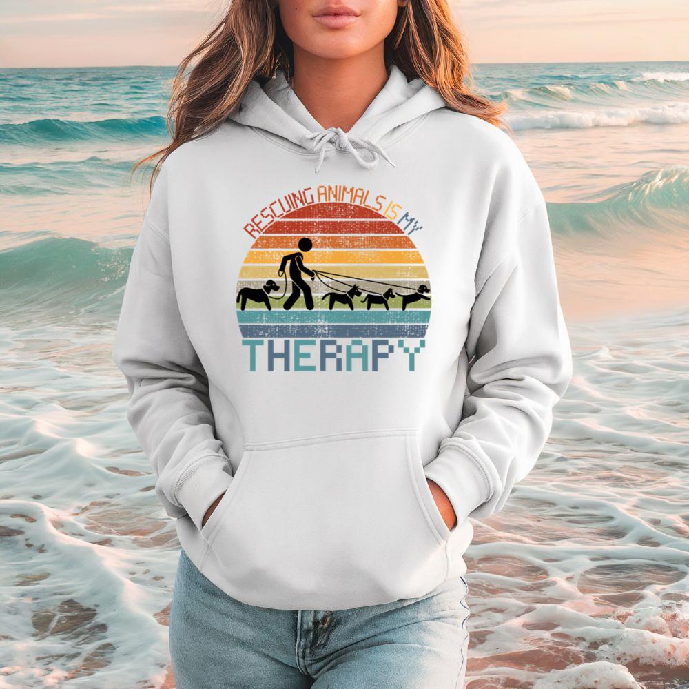 Rescuing Animals Is My Therapy Animal Control Worker Gift Hoodie