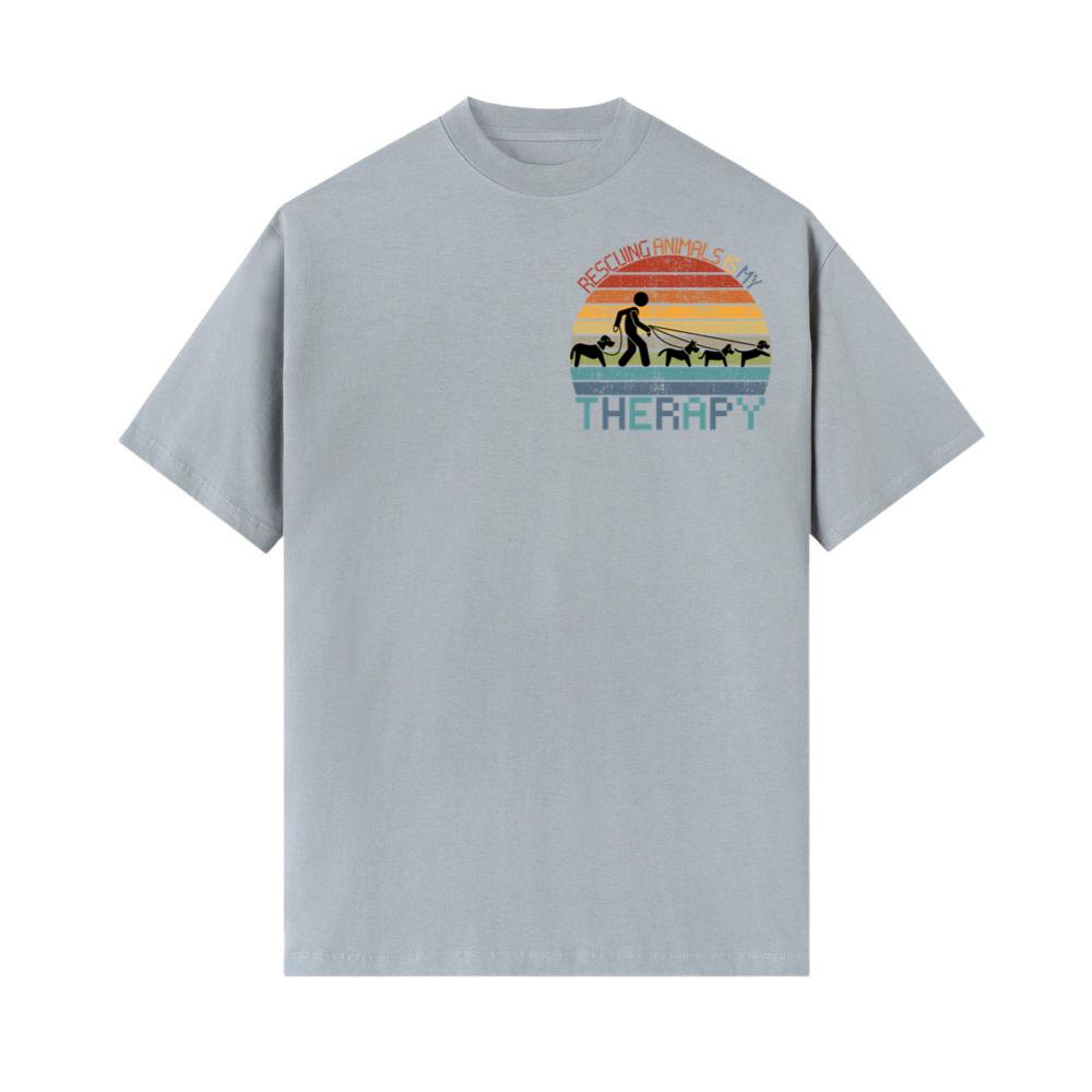 Rescuing Animals Is My Therapy Animal Control Worker Gift T-Shirt - Image 2