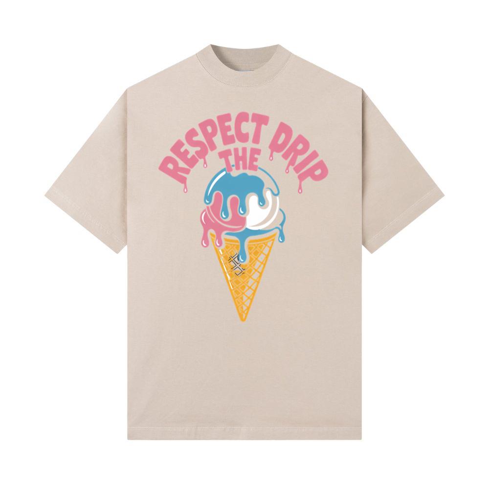 Respect The Drip Funny Ice Cream Cone Streetwear T-Shirt - Image 3