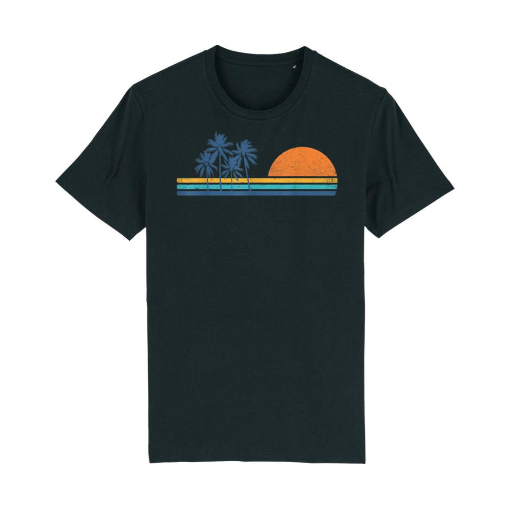 Retro 70s Sunset Palm Trees Vintage Tropical Beach Graphic T-Shirt 