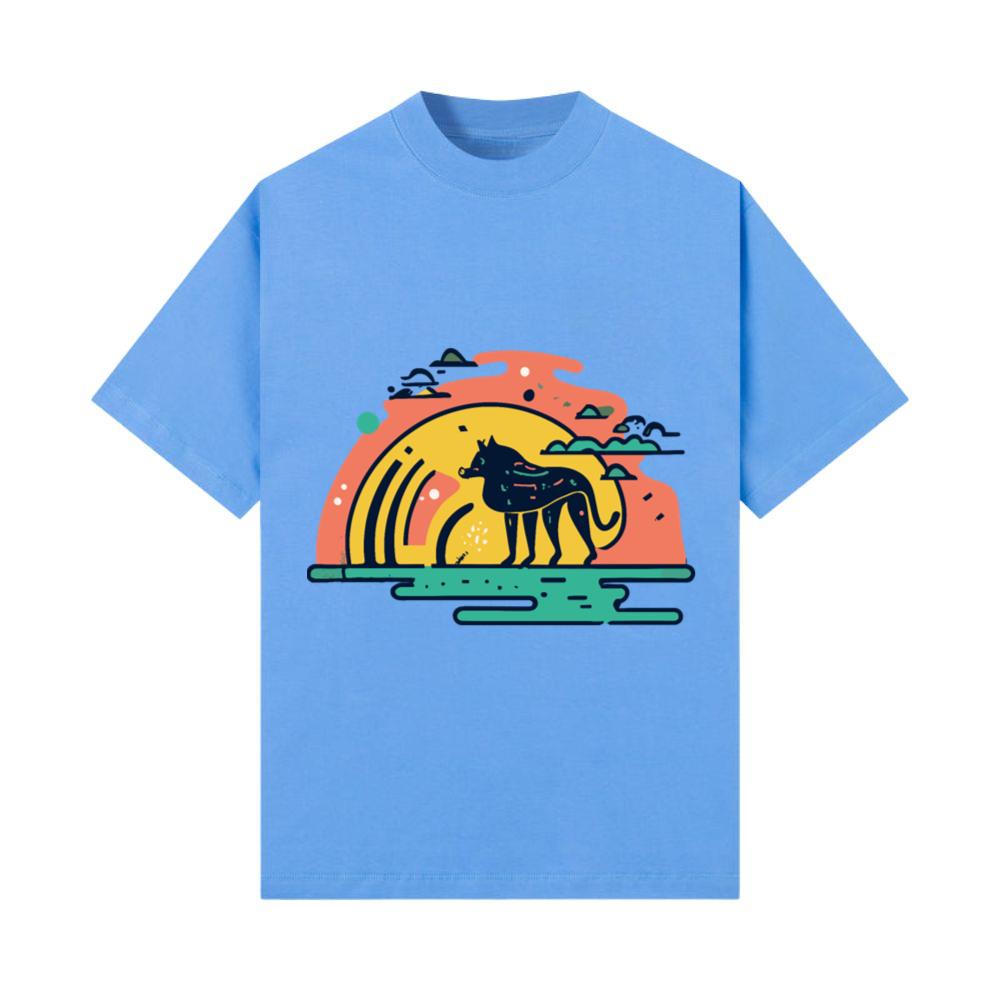 Retro Abstract Sunset With Fantasy Animal T-Shirt